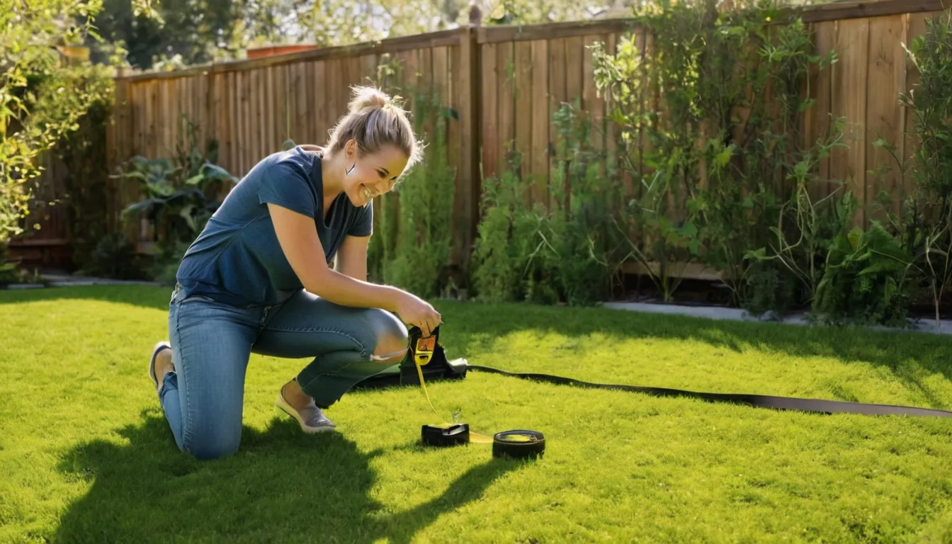 A homeowner measuring a backyard patio area in the Everett area